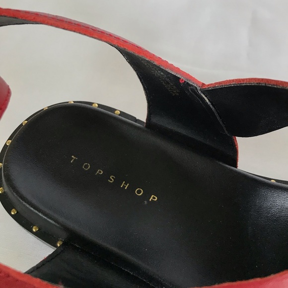 TOPSHOP Hampton red leather studded sandals - Picture 6 of 6